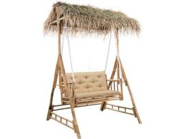 Cadeira de Baloiço de Jardim  com Almofadas (Castanho - Bambu - 135x99x202 cm)