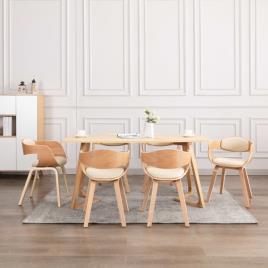 Conjunto 6 Cadeiras de Jantar  (Creme - Couro Artificial - 49 x 51.5 x 71.5 cm)