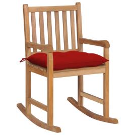 Cadeira de Baloiço  com Almofadão (Vermelho - Teca - 58 x 92.5 x 106 cm)