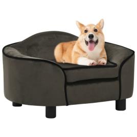 Sofá para cães 67x47x36 cm pelúcia cinzento-escuro