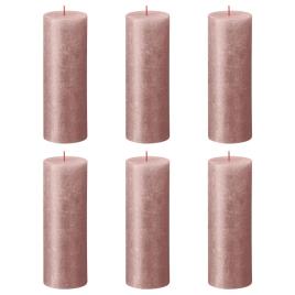 Velas rústicas cilíndricas Shimmer 6 pcs 190x68 mm rosa