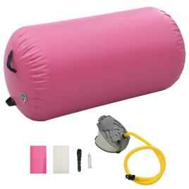 vidaXL Rolo de ginástica/yoga insuflável com bomba 120x90 cm PVC rosa