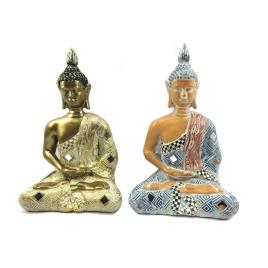 Figura Decorativa DKD Home Decor Resina Buda (2 pcs) (13 x 8.8 x 20.5 cm)