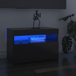 Móveis de TV com luzes LED 2 pcs 60x35x40 cm cinzento brilhante