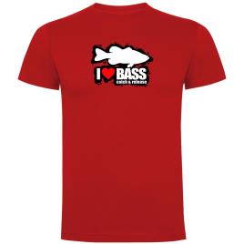 Camiseta De Manga Curta I Love Bass XL Red