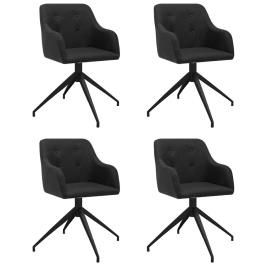 Cadeiras de jantar giratórias 4 pcs tecido preto