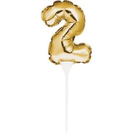 Topo De Bolo Mini Balão Foil Nº 2 - Ouro