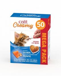 Catit Creamy Snack Cremoso Salmão / Camarão 50 unidades