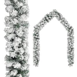 vidaXL Grinalda de Natal com neve 5 m PVC verde