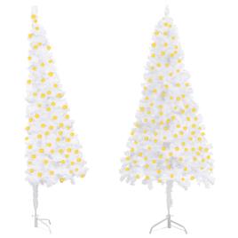 Árvore Natal artificial de canto com luzes LED 180cm PVC branco