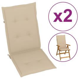 vidaXL Almofadões para cadeiras de jardim 2 pcs 120x50x4 cm bege