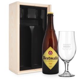 Presente de cerveja com vidro gravado - Westmalle tripple
