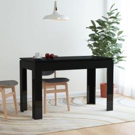 Mesa de jantar 120x60x76 cm contraplacado preto brilhante