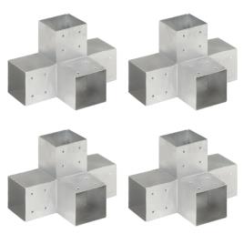 Bases p/ poste em forma de X 4 pcs 101x101 mm metal galvanizado