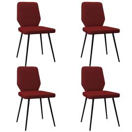 Cadeiras de jantar 4 pcs tecido vermelho tinto