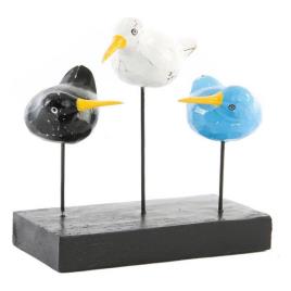 Figura Decorativa  Madeira Metal Pássaros Acabamento envelhecido