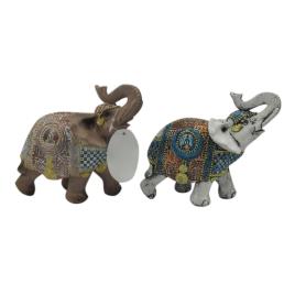 Figura Decorativa  Resina Elefante (2 pcs) (14.5 x 6.5 x 13.5 cm)