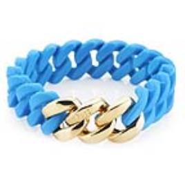 Bracelete Feminino Therubz 04-100-064 Azul Silicone Aço Inoxidável Dourado Aço/silicone (15 Mm X 17 Cm)
