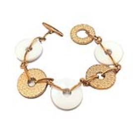 Bracelete Feminino Guess Cwb10902 Branco Cerâmica Aço Dourado Aço/cerâmica (21 Cm)
