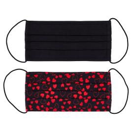 Pieces Community 2 Pacote Enfrentar Máscara One Size Black / Detail 2 Pack Balck With Red Hearts+Solid Black