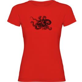 Camiseta De Manga Curta Psychedelic Octopus S Red