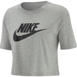 Nike Camiseta Manga Curta Sportswear Essential Icon Futura Crop L Dark Grey Heather / Black
