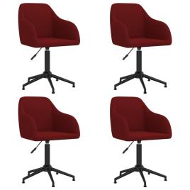 Cadeiras de Jantar Giratórias 4 pcs Veludo Vermelho Tinto
