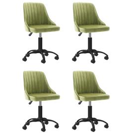 Cadeiras de Jantar Giratórias 4 pcs Veludo Verde-claro