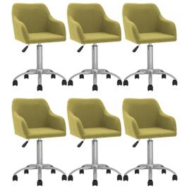 vidaXL Cadeiras de jantar giratórias 6 pcs tecido verde
