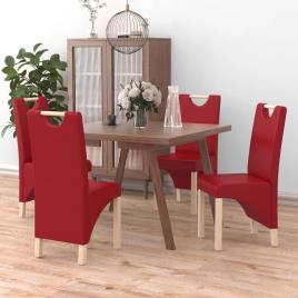 Cadeiras de Jantar 4 pcs Couro Artificial Vermelho Tinto