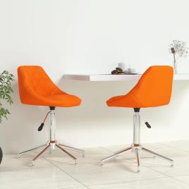 vidaXL Cadeiras de jantar giratórias 2 pcs couro artificial laranja