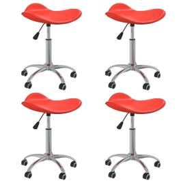 Cadeiras de jantar giratórias 4 pcs couro artificial vermelho