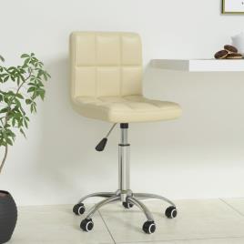Cadeira de escritório giratória couro artificial cor creme