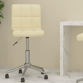 vidaXL Cadeira de escritório giratória couro artificial cor creme