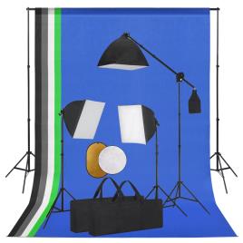 vidaXL Kit estúdio fotográfico com iluminação/fundo/refletor