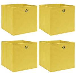 vidaXL Caixas de arrumação 4 pcs 32x32x32 cm tecido amarelo
