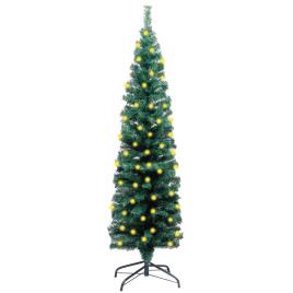 Árvore de Natal artificial fina LED e suporte 150 cm PVC verde