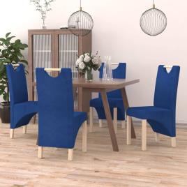 Cadeiras de Jantar 4 pcs Tecido Azul