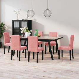 Cadeiras de jantar 6 pcs veludo rosa