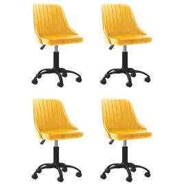 Cadeiras de Jantar Giratórias 4 pcs Veludo Amarelo