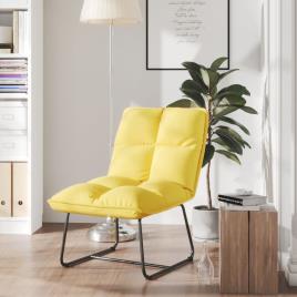 Cadeira de Lazer com Estrutura de Metal Veludo Amarelo