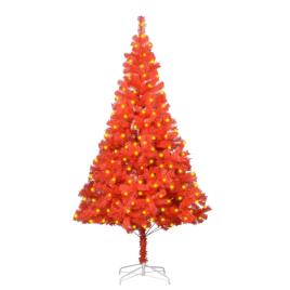 vidaXL Árvore Natal artificial + luzes LED/suporte 180 cm PVC vermelho