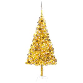 árvore Natal Artificial + Luzes Led/bolas 210 cm Pet Dourado