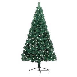 vidaXL Meia árvore de Natal artificial LED e suporte 240 cm PVC verde