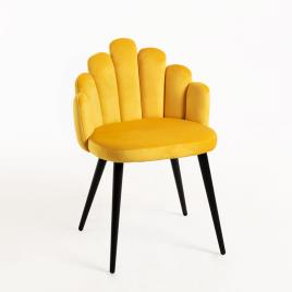 Presentes Miguel - Cadeira Hand Veludo Pernas Pretas - Amarelo
