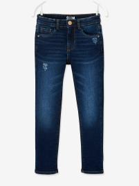 Jeans slim morfológicos 'waterless', medida das ancas LARGA, para menina azul escuro liso
