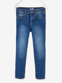 Jeans slim morfológicos 'waterless', medida das ancas MÉDIA, para menino azul escuro desbotado