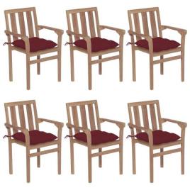 Conjunto 6 Cadeiras de Jardim  Empilháveis c/Almofada 3073430 (58x50x89 cm - Madeira)