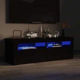 Móvel de TV com luzes LED 120x35x40 cm preto brilhante
