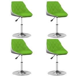 Cadeiras jantar giratórias 4 pcs couro artificial verde e branco